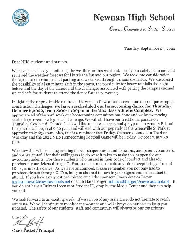 Homecoming Dance Update